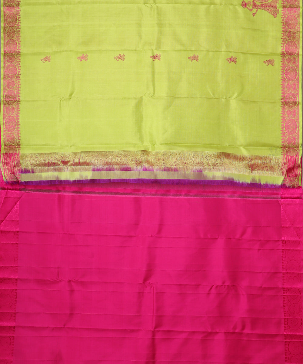 Parrot green color handloom gollabhama silk saree