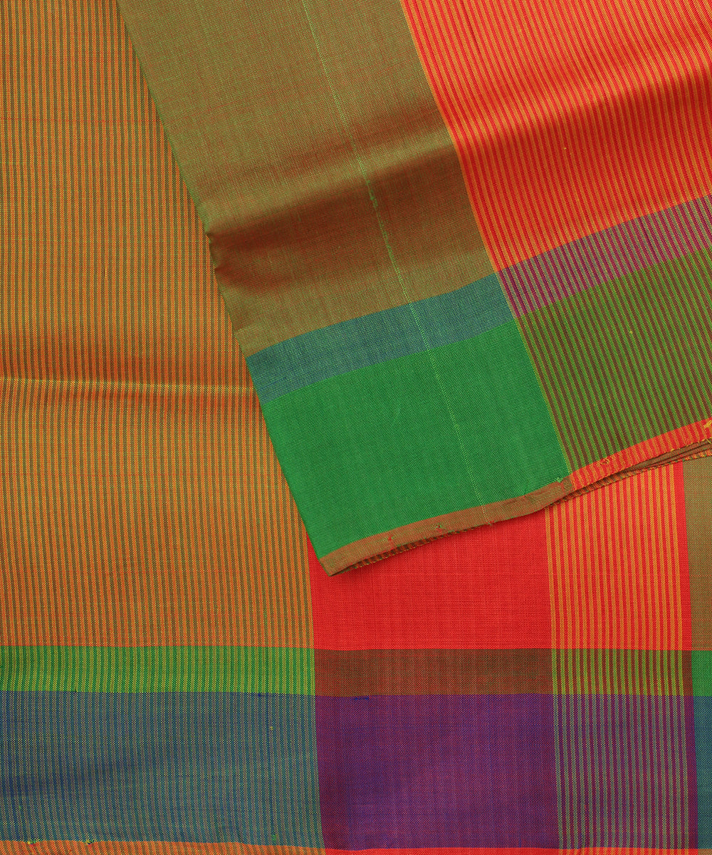 Multi-shade handloom tussar silk saree