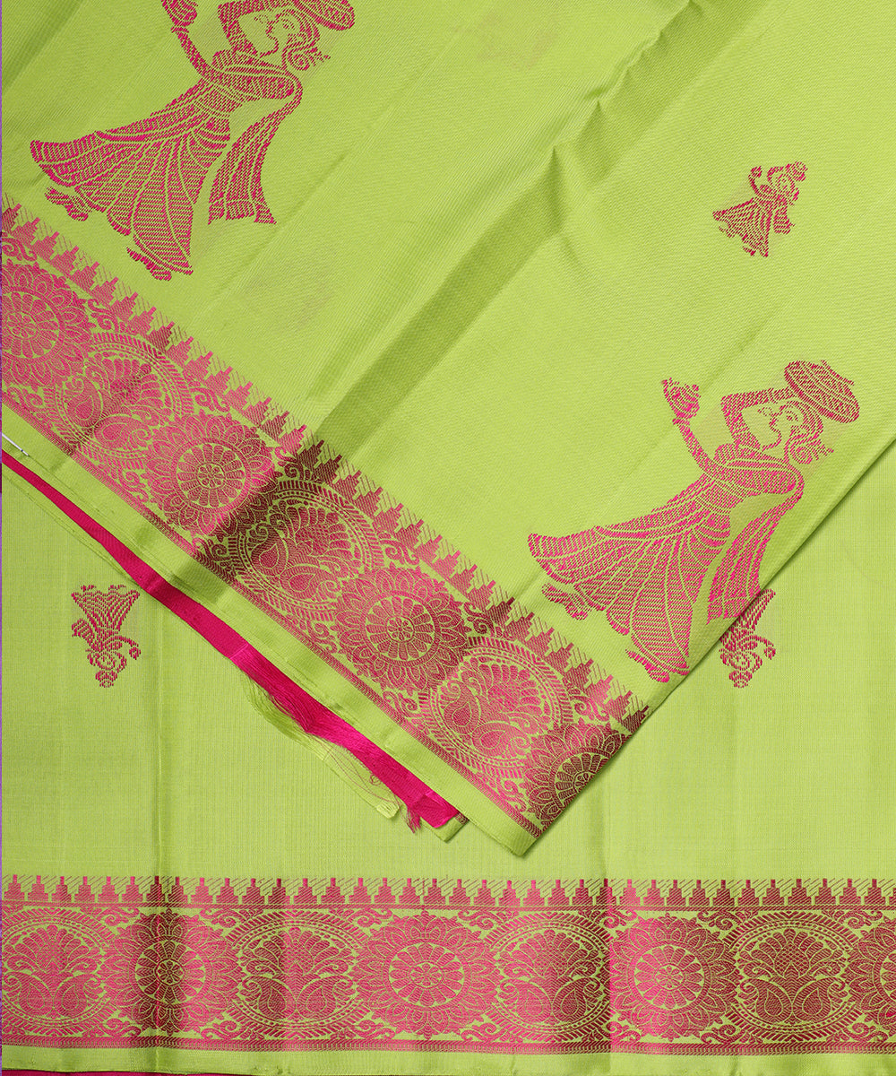 Parrot green color handloom gollabhama silk saree