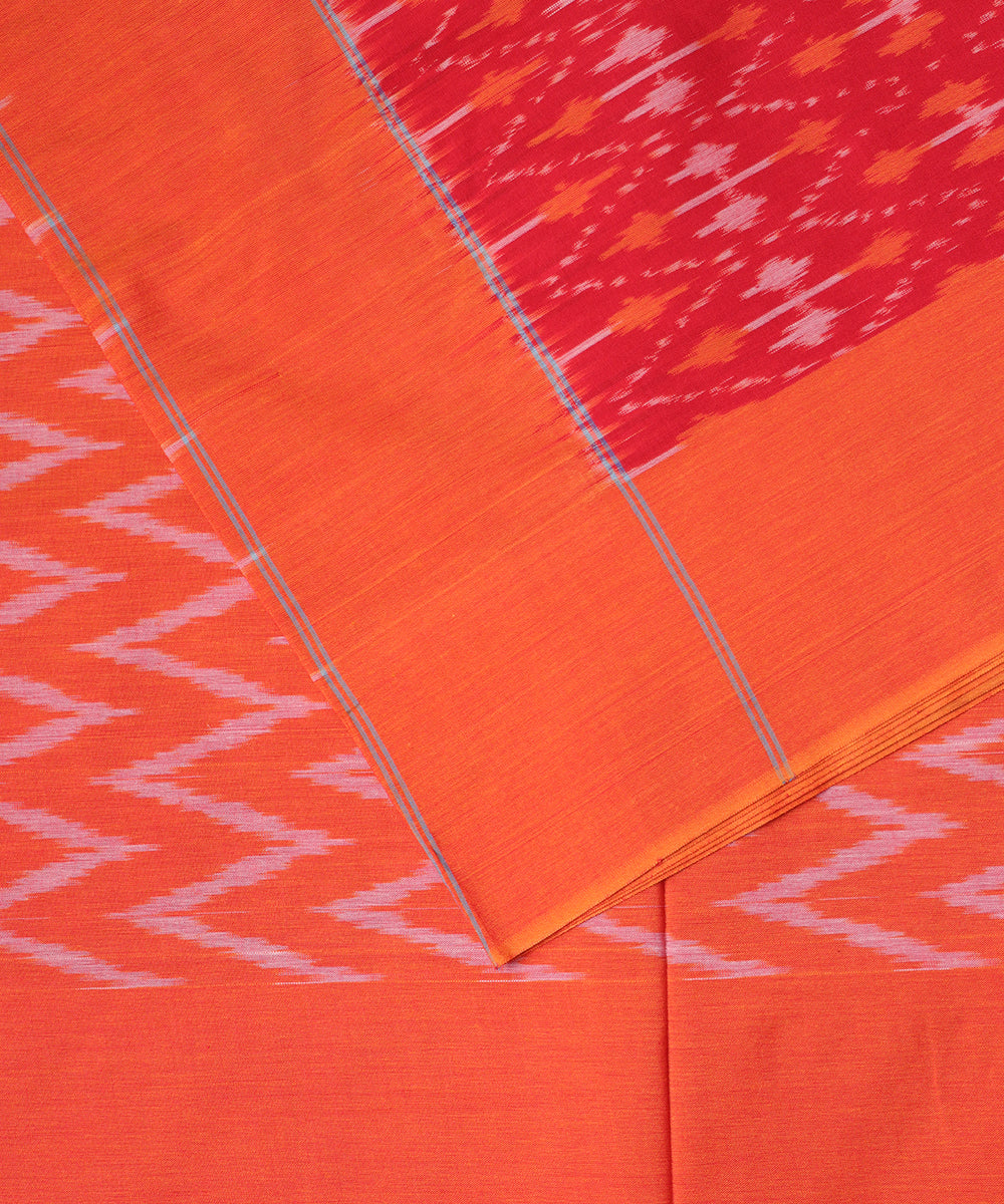 Red color pochampally mercerised cotton saree