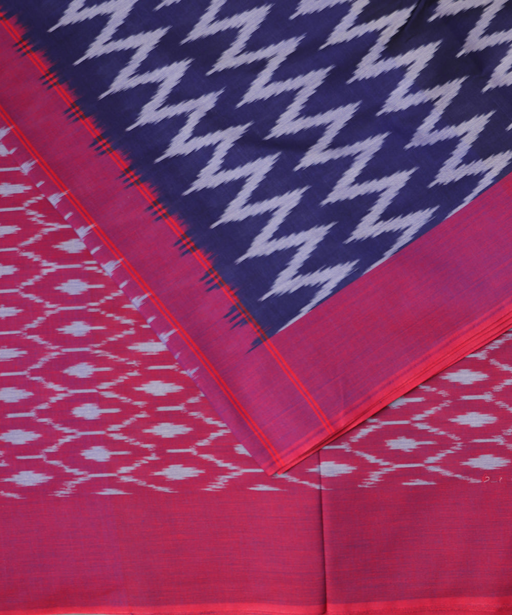 Space blue color pochampally mercerised cotton saree