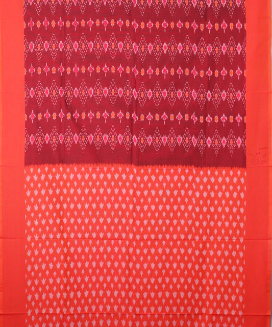Sangria red color pochampally mercerised cotton saree