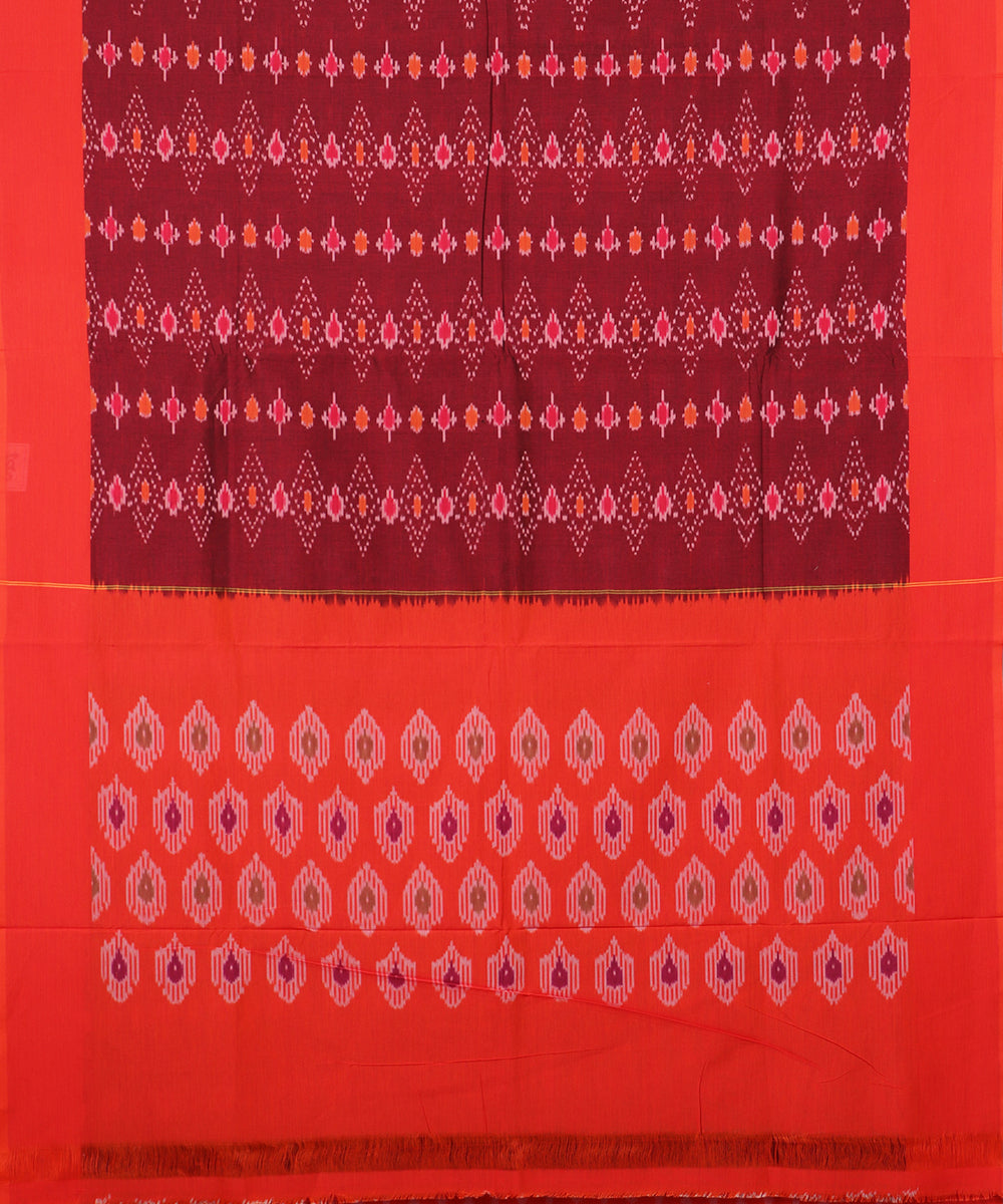 Sangria red color pochampally mercerised cotton saree