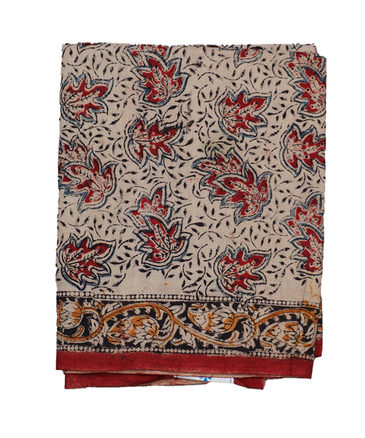 Beige handloom Kalamkari lungies