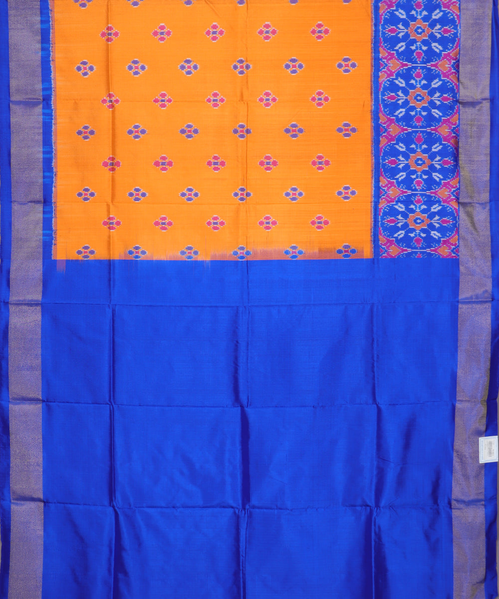 Tangerine orange handloom silk ikath pavada