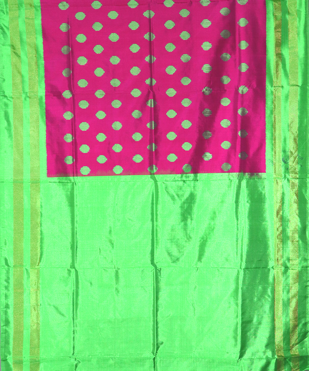 Hot pink color handloom silk saree