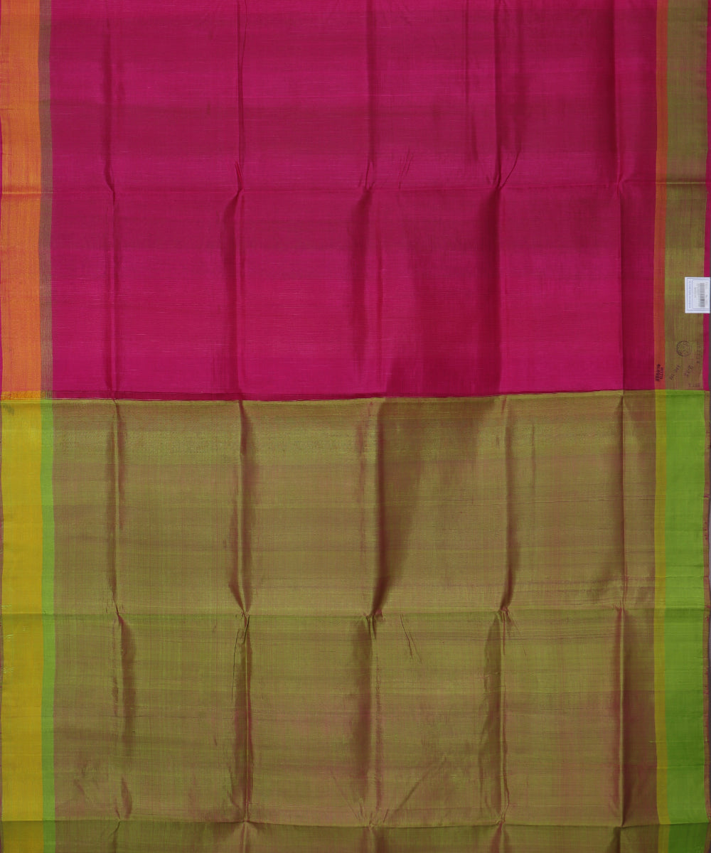 Magenta pink color handloom tussar silk saree