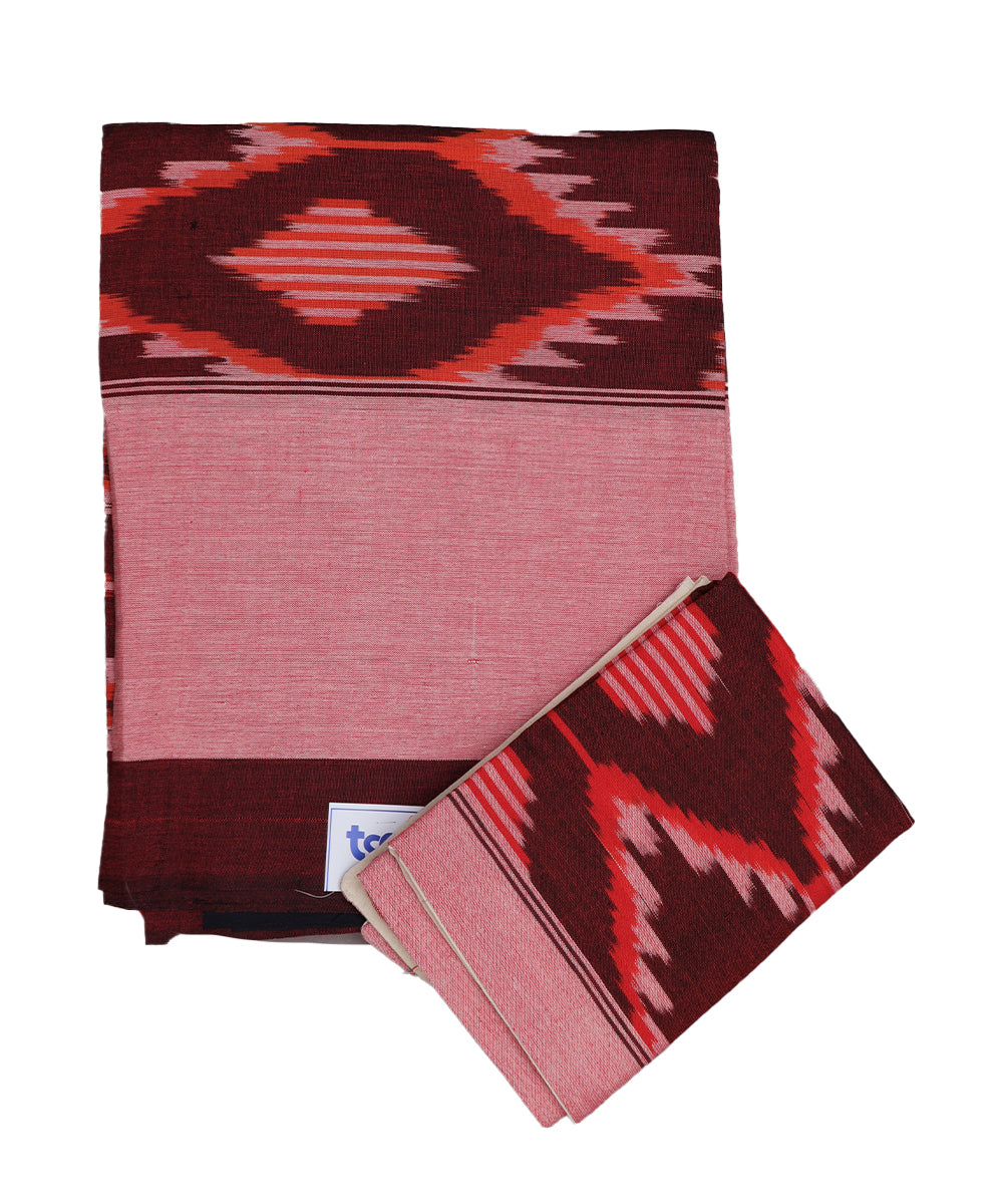 Sangria red color handwoven pochampally single cot bedsheet