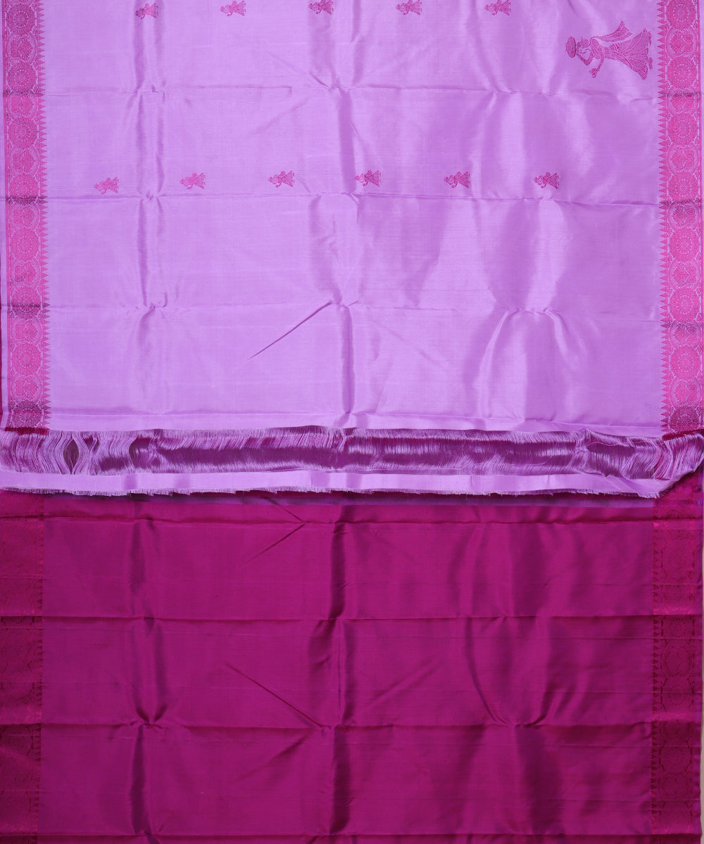 Plum violet color handloom gollabhama silk saree