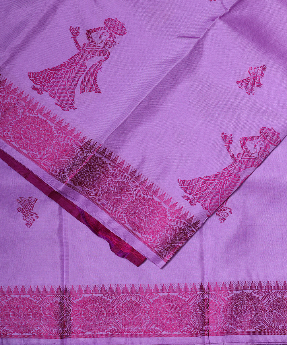 Plum violet color handloom gollabhama silk saree