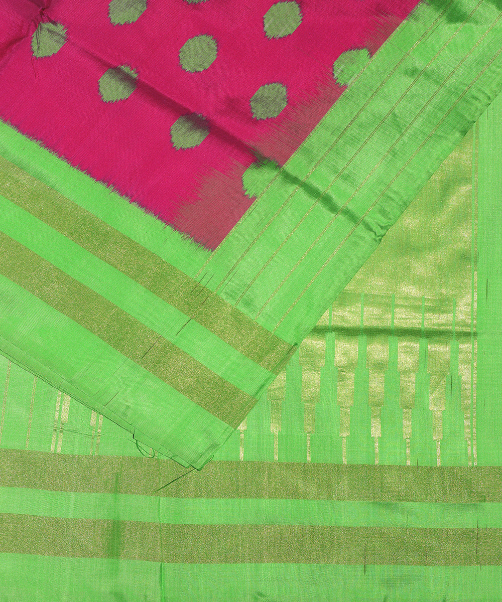 Hot pink color handloom silk saree