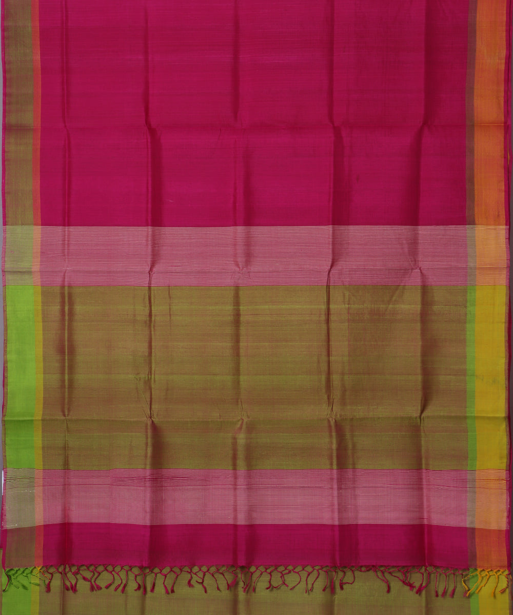 Magenta pink color handloom tussar silk saree