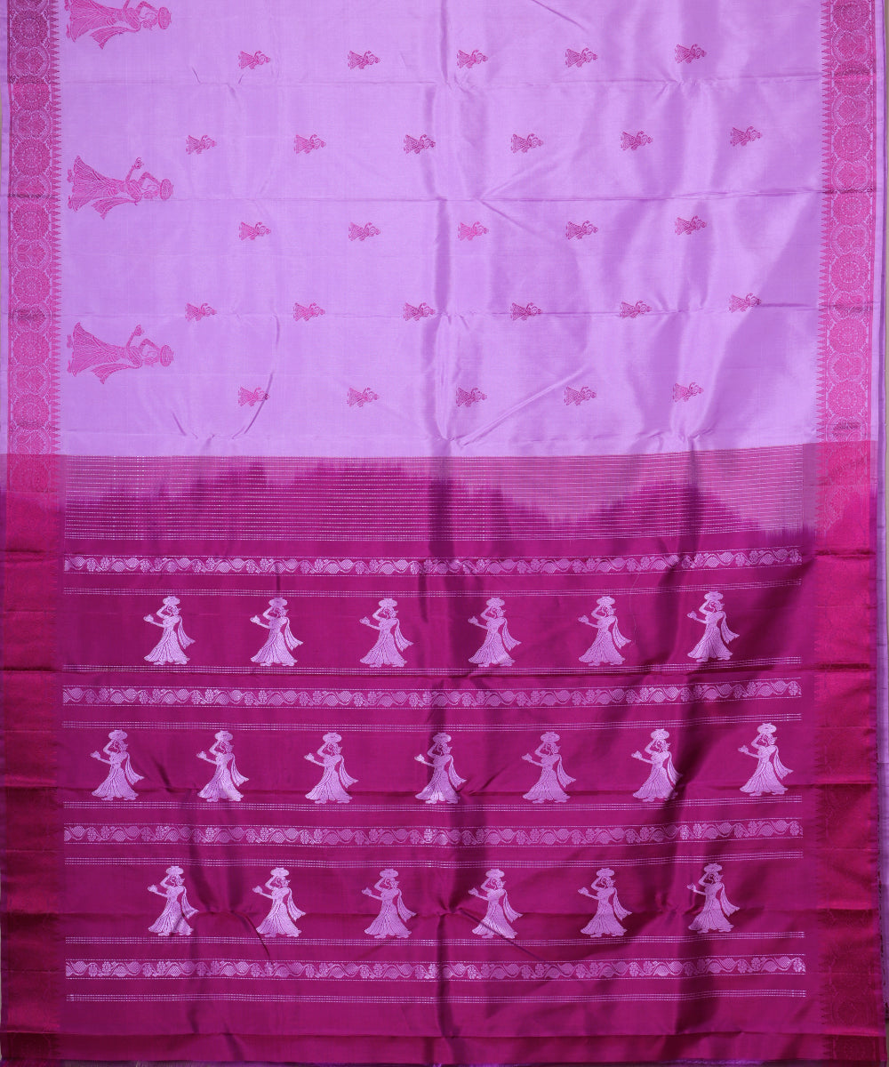 Plum violet color handloom gollabhama silk saree