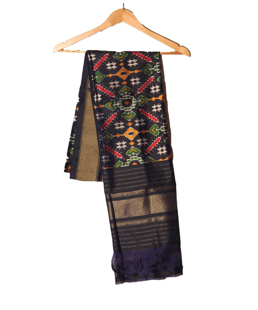 Denim blue color handloom silk dupatta