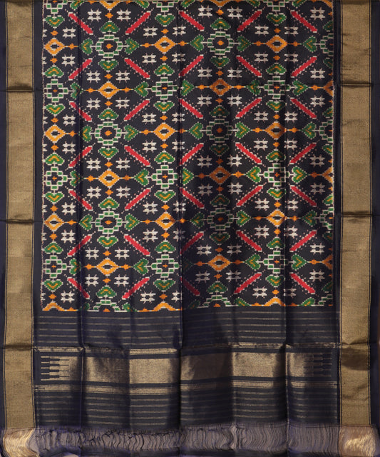 Denim blue color handloom silk dupatta