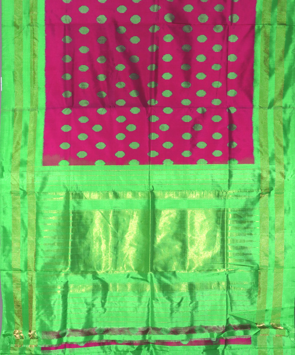 Hot pink color handloom silk saree