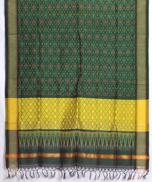 Forest green color handloom ikat sico dupattas