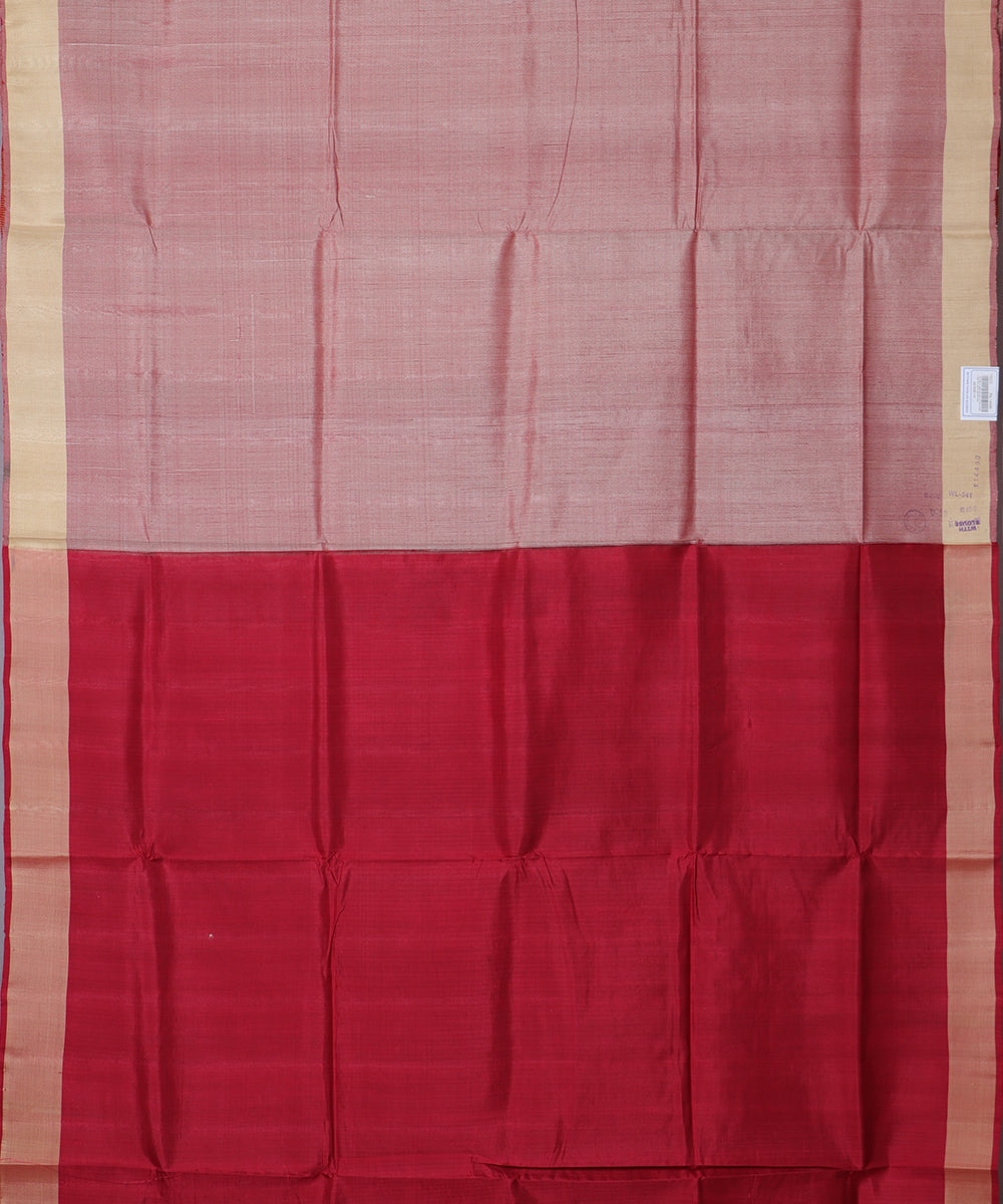 Indian red shade handloom tussar silk saree