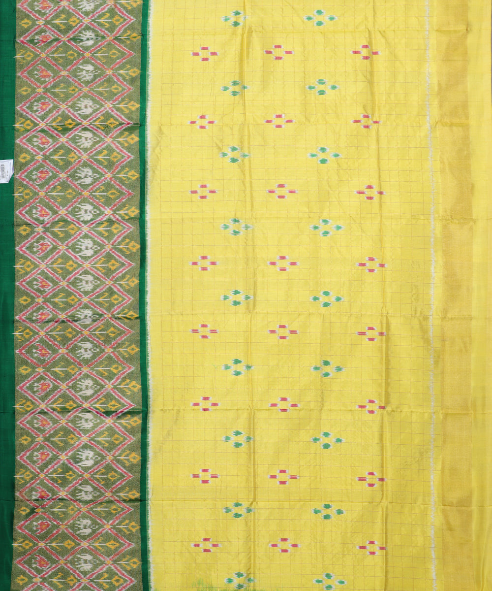 Yellow color handloom silk ikath pavada