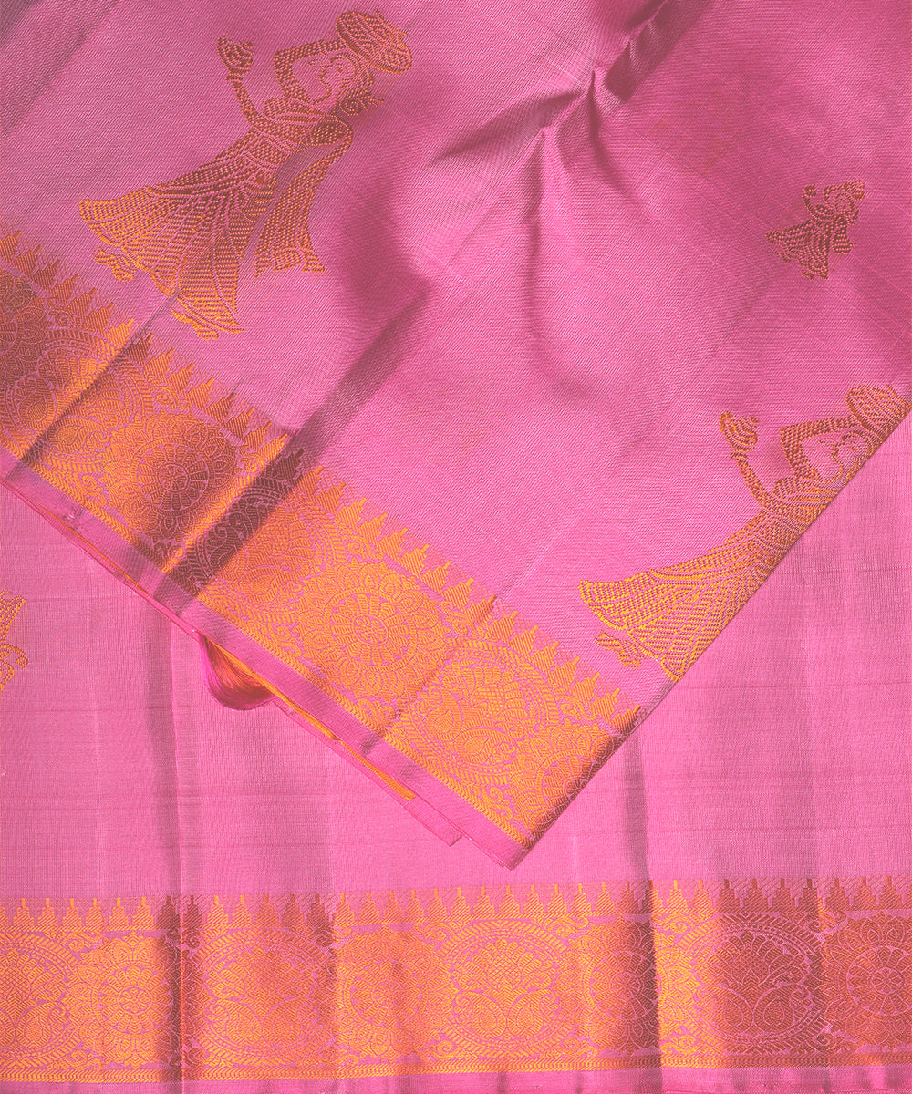 Rose pink color handloom gollabhama silk saree