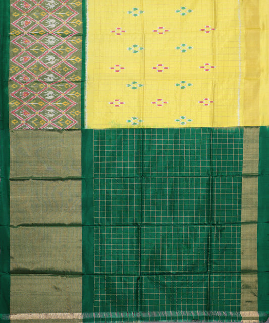 Yellow color handloom silk ikath pavada