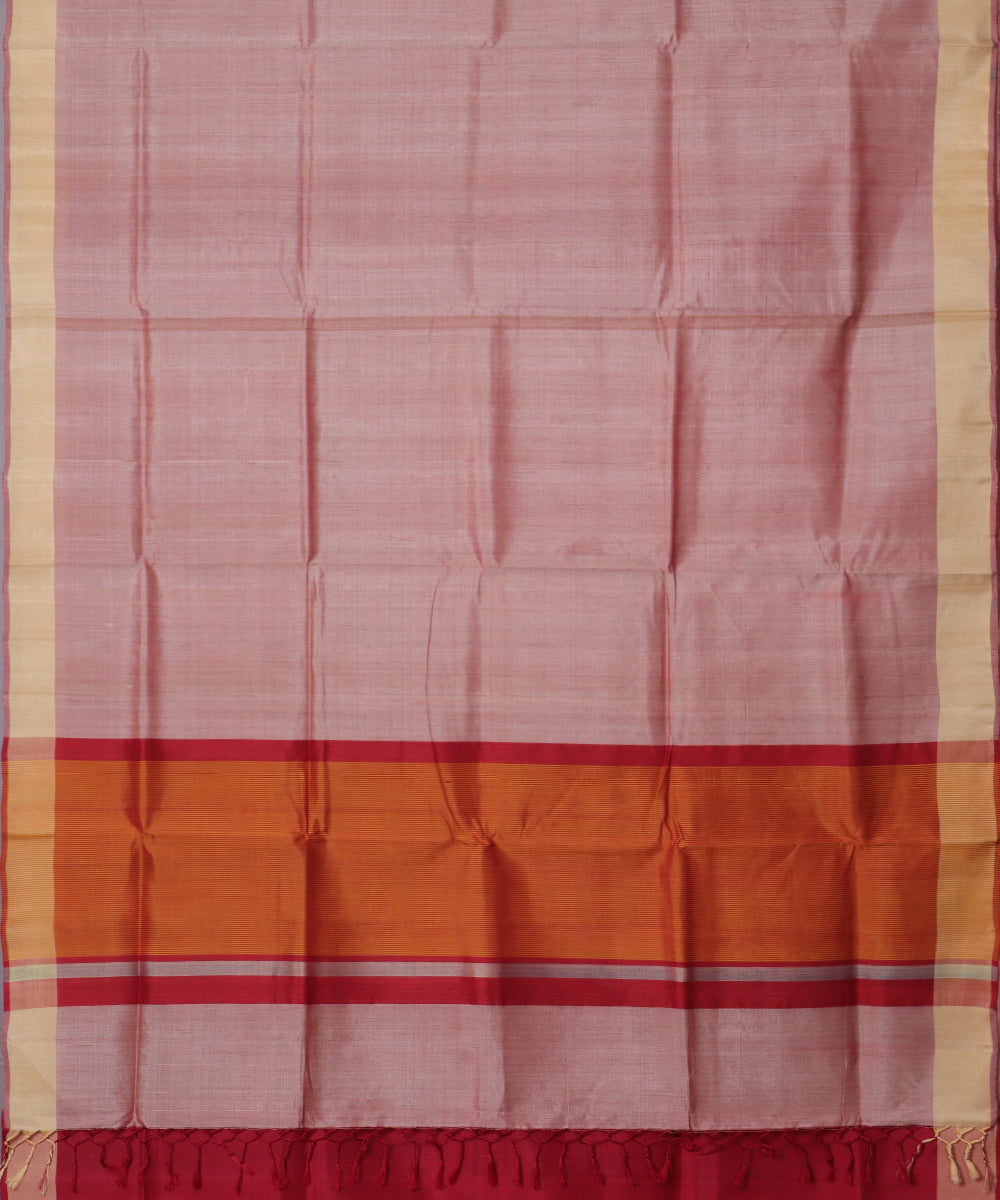 Indian red shade handloom tussar silk saree