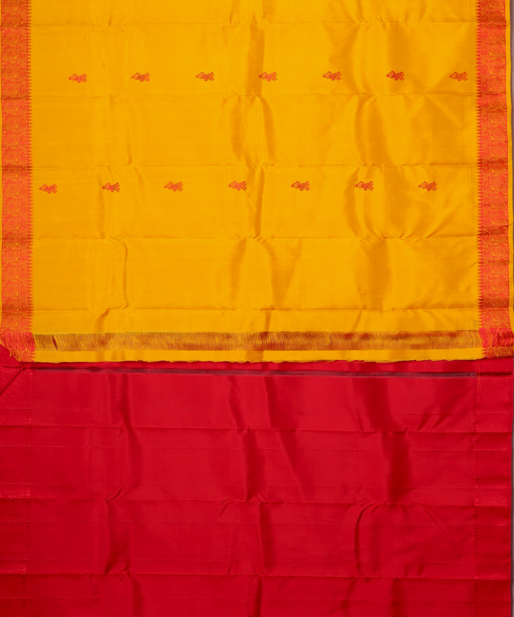 Amber color handloom gollabhama silk saree