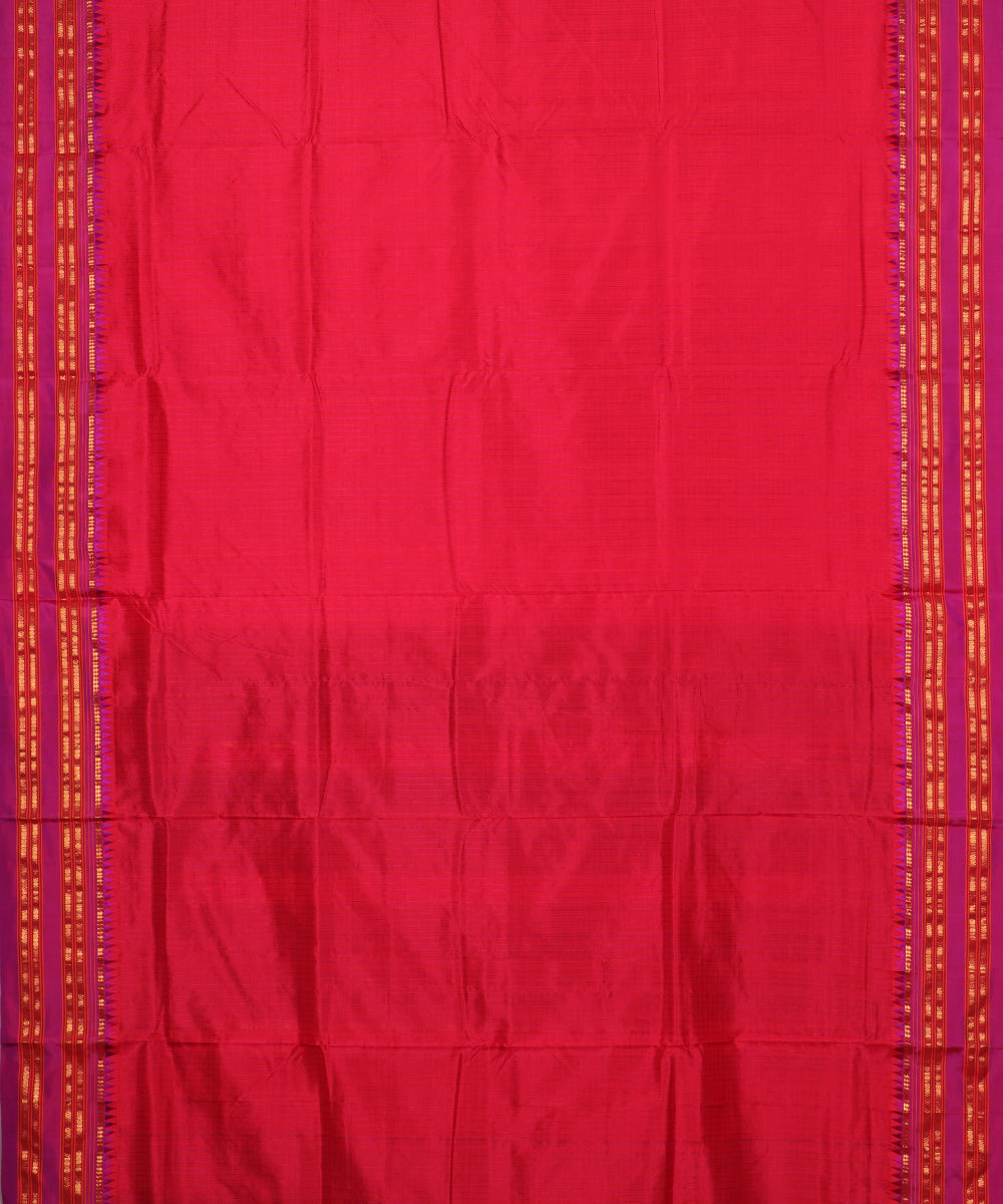 Red color striped handloom narayanpet silk saree