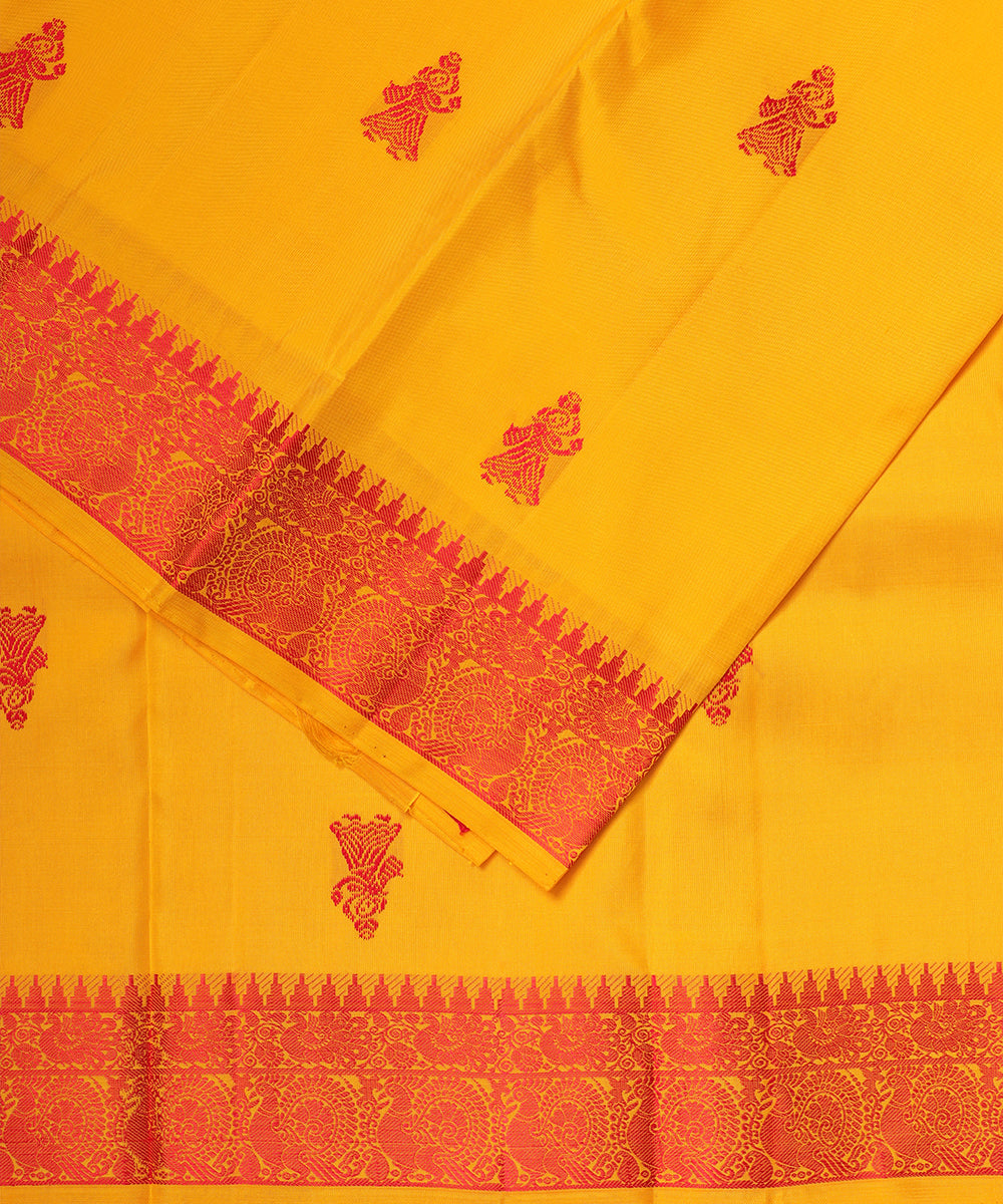 Amber color handloom gollabhama silk saree