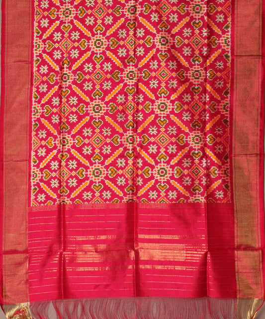 Raspberry pink color handloom silk dupatta