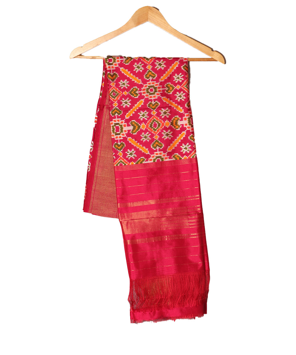 Raspberry pink color handloom silk dupatta