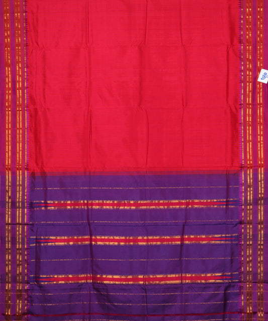 Red color striped handloom narayanpet silk saree