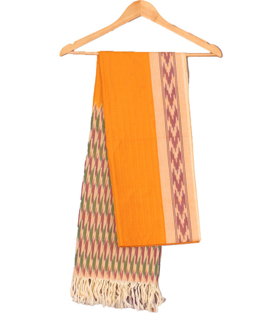 Apricot orange color handloom pochampally dupatta
