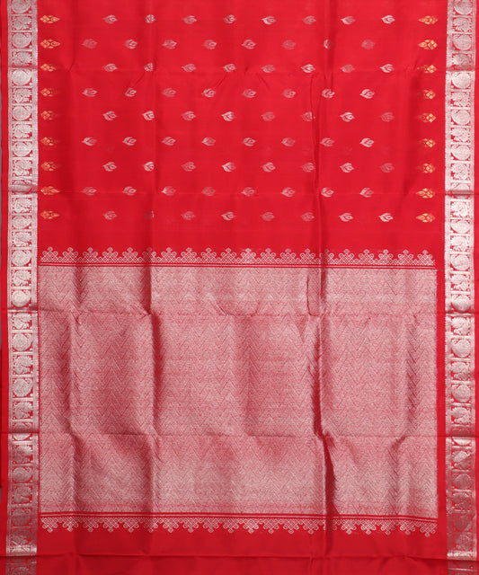 Red color handloom venkatagiri sico saree