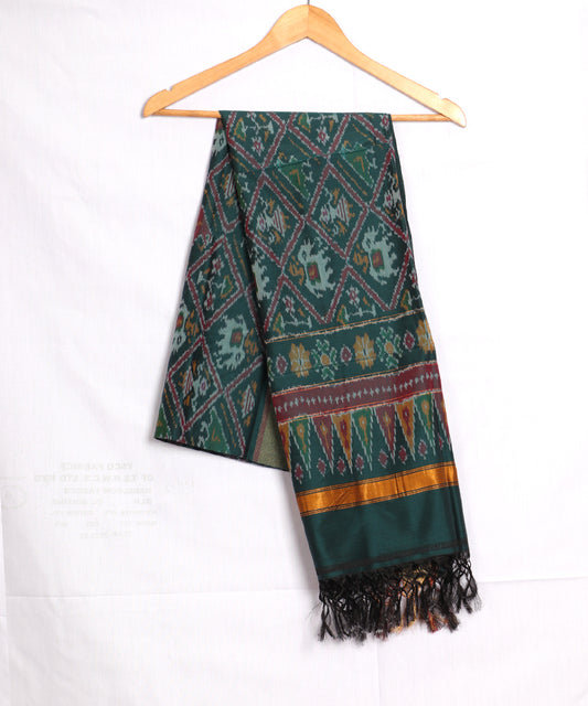 Pine green color handloom ikat sico dupattas