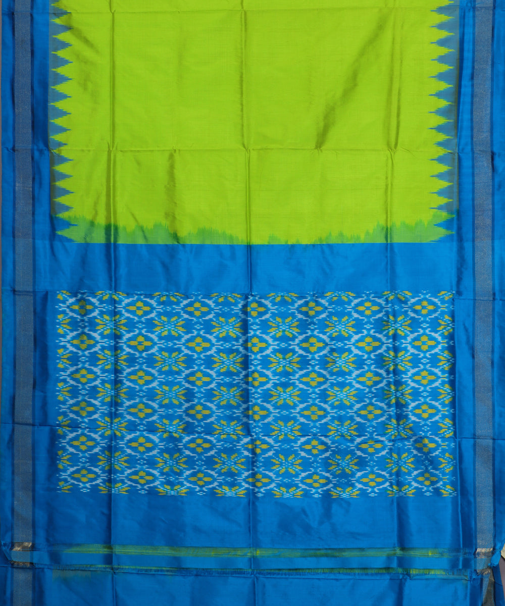 Kelly green color handloom pochampally silk saree