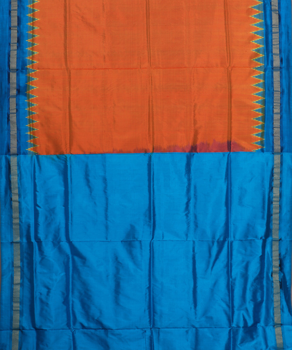 Pumpkin orange color handloom pochampally silk saree