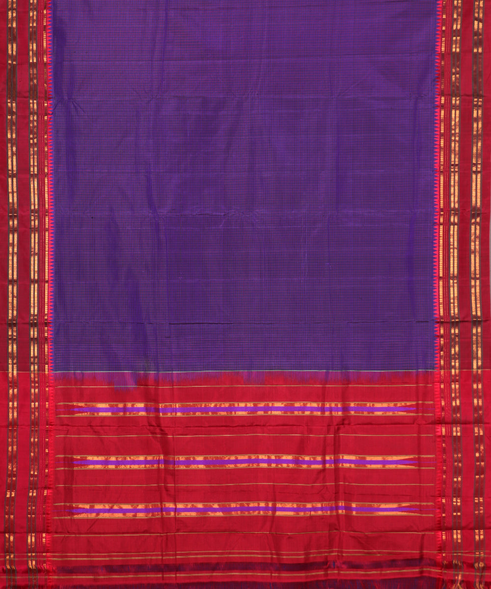 Eggplant color striped handloom narayanpet silk saree