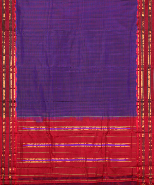 Eggplant color striped handloom narayanpet silk saree