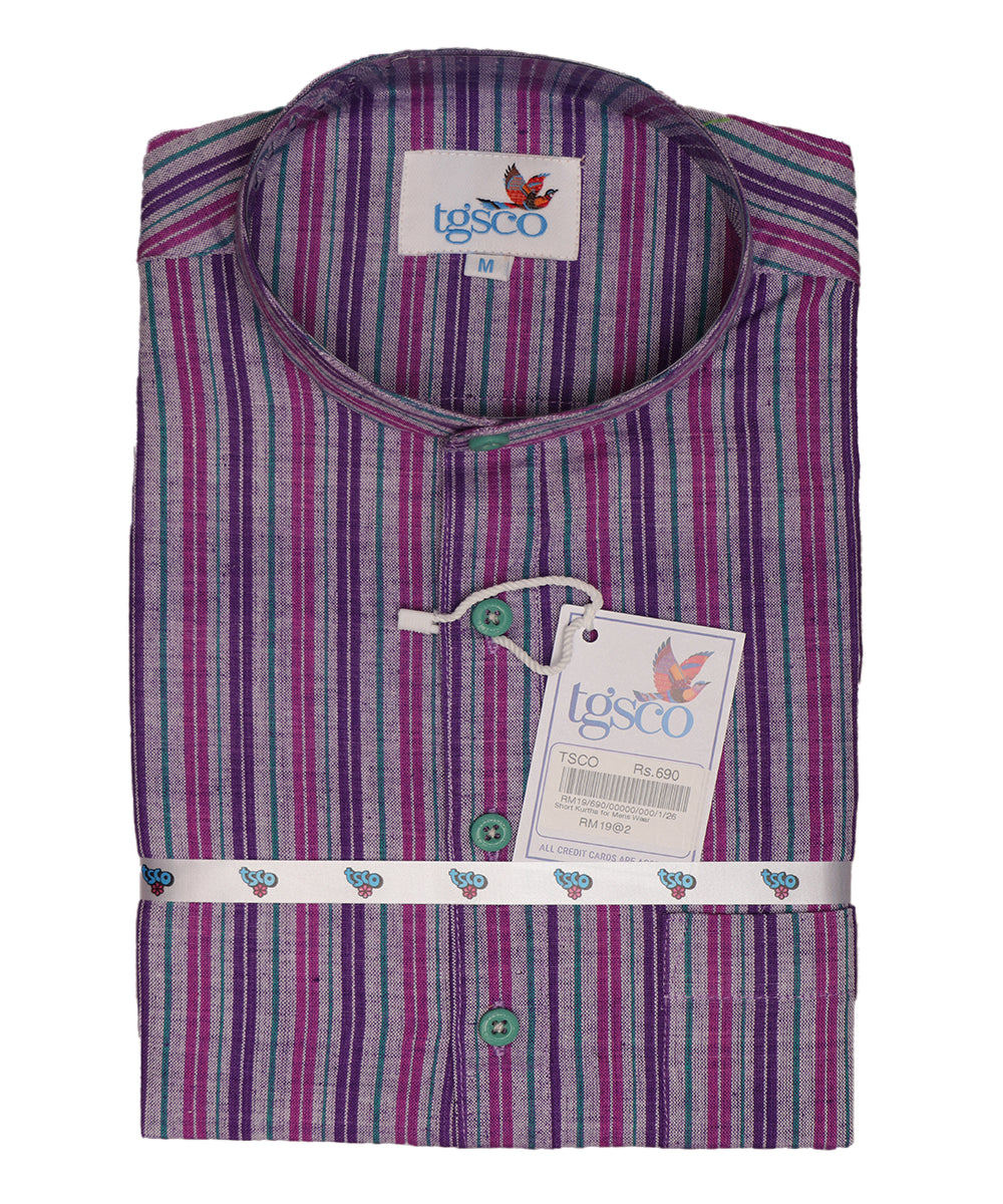 Handloom Men’s Khadi Short Kurta – Half Sleeves