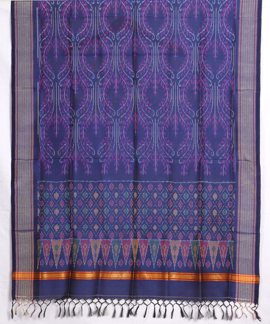 Navy blue color handloom ikat sico dupattas