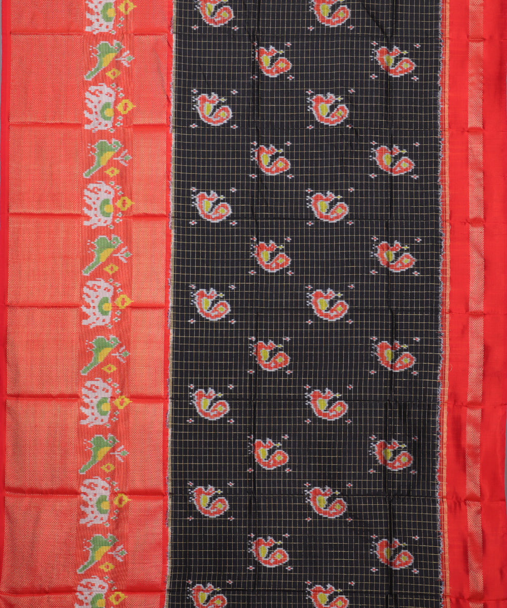 Black color handloom silk ikath pavada