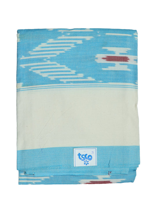 Carolina blue color handwoven pochampally single cot bedsheet