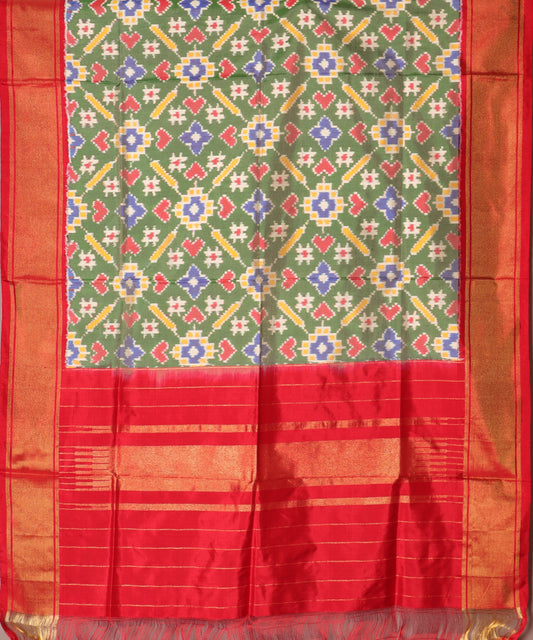 Fern green color handloom silk dupatta