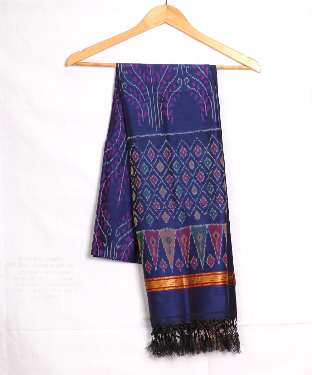 Navy blue color handloom ikat sico dupattas