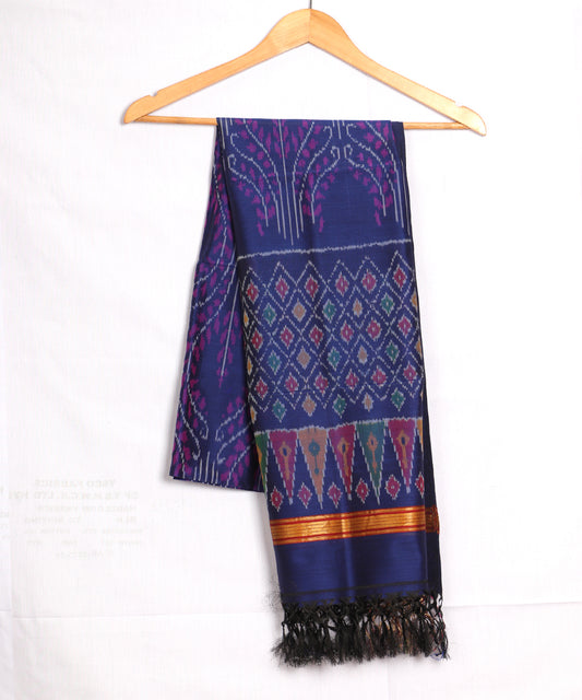 Navy blue color handloom ikat sico dupattas