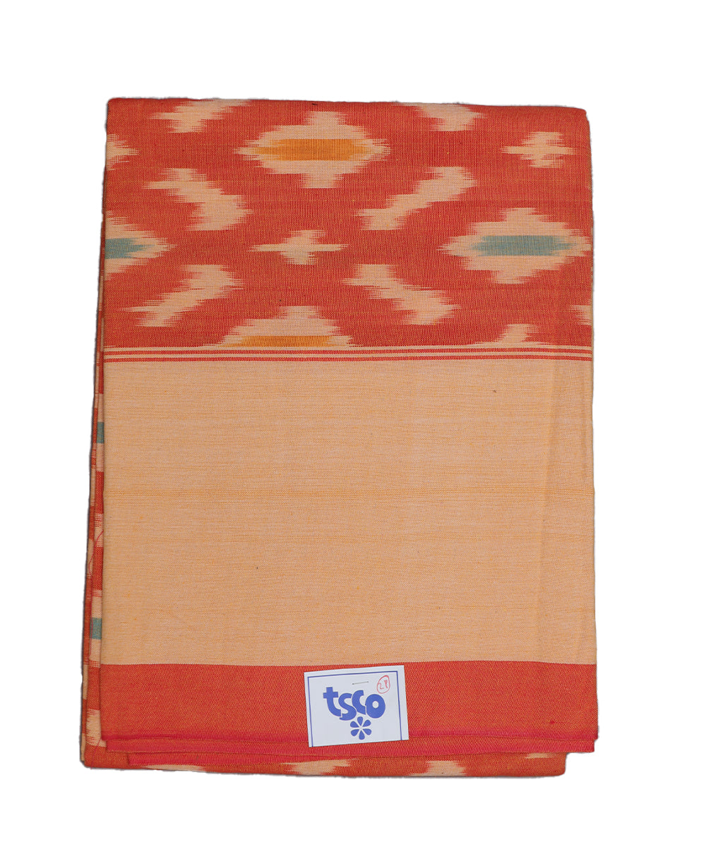 Tangerine orange color handwoven pochampally single cot bedsheet