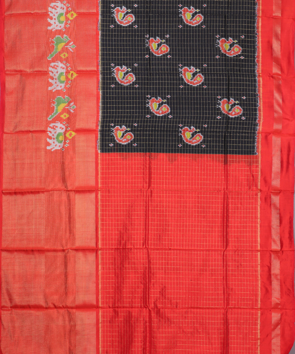 Black color handloom silk ikath pavada