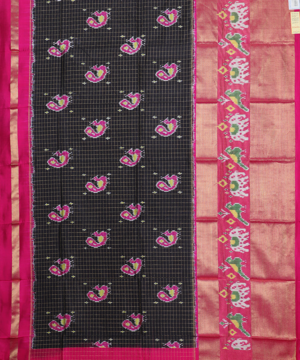 Black color handloom silk ikath pavada