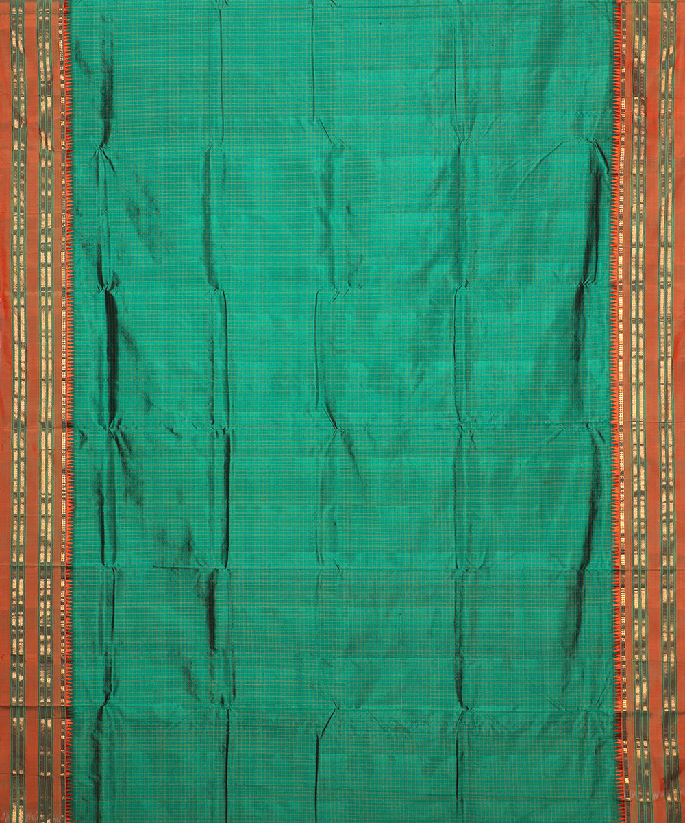 Forest green color striped handloom narayanpet silk saree